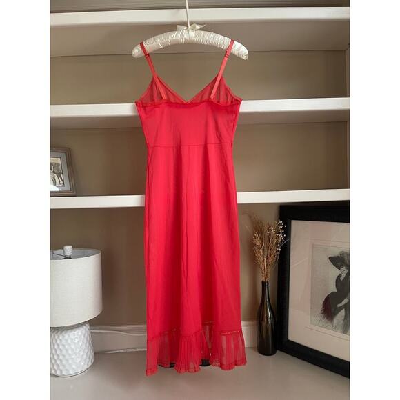 Vintage Pink Pleated Slip Dress Ruffle Trim - Size Small - Picture 6 of 7